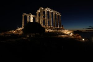 Φωτεινός Ανασχηματισμός του Ναού του Ποσειδώνα στο Ακρωτήριο Σουνίου